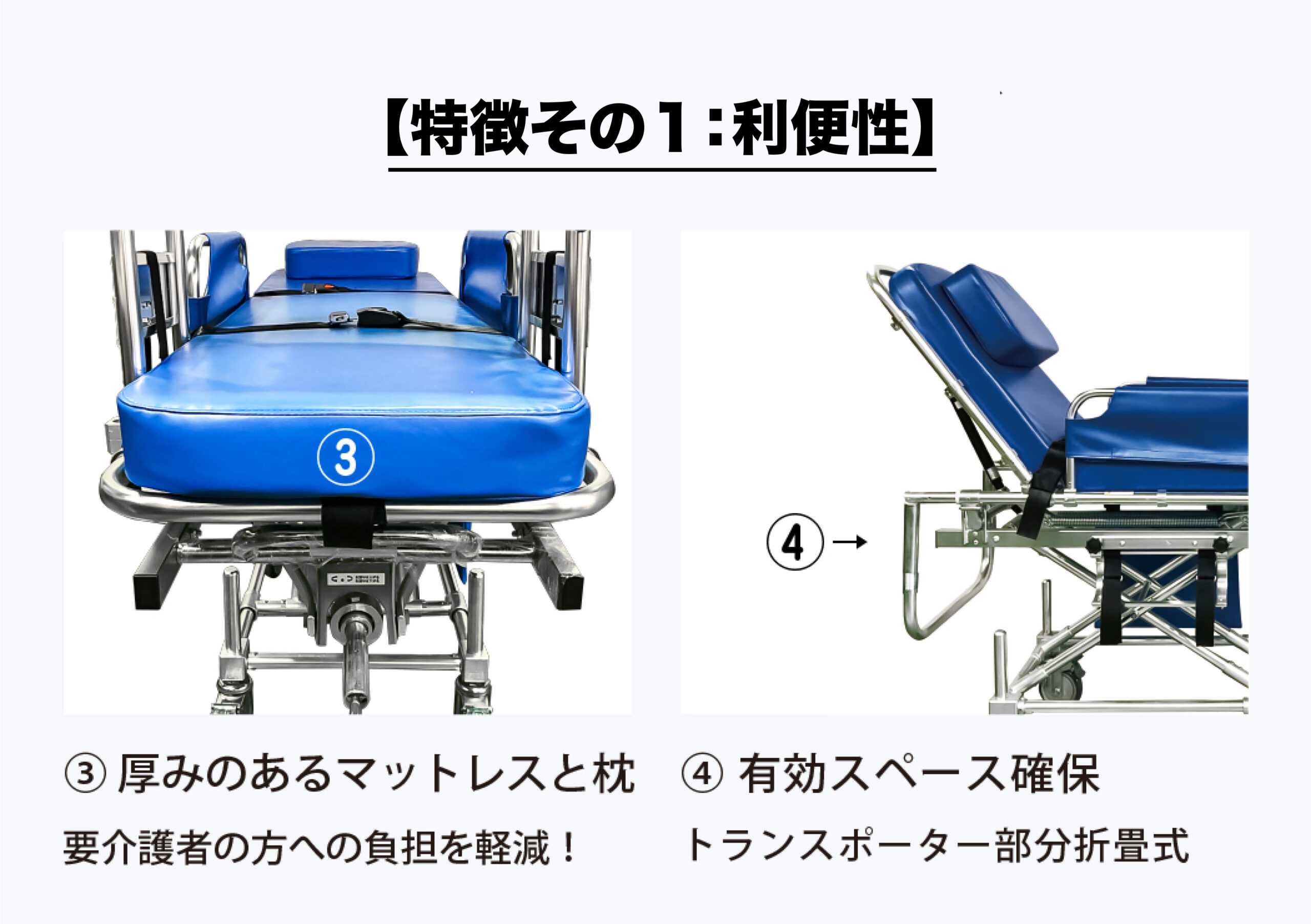 車載ストレッチャー 霊柩 寝台 介護 救急 担架付き - 看護/介護用品